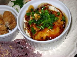 豆腐団子の麻婆ソースがけ